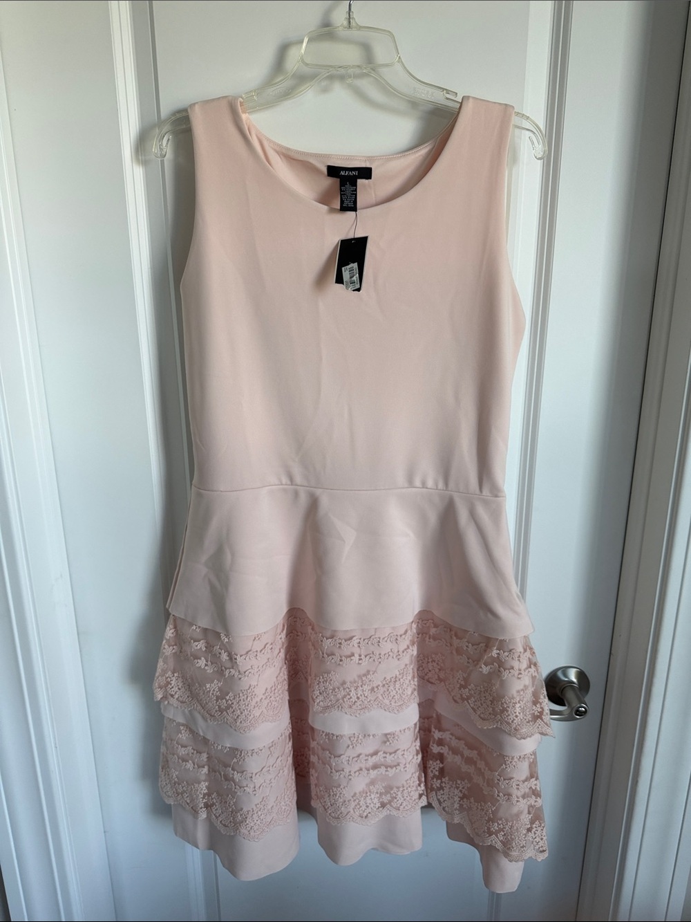 Alfani Blush Pink Tiered Lace Midi Dress